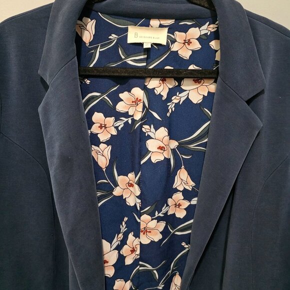 Skies Are Blue Plus Size 2X Navy Blue Blazer – Floral Lined Lightweight Work - Picture 4 of 14